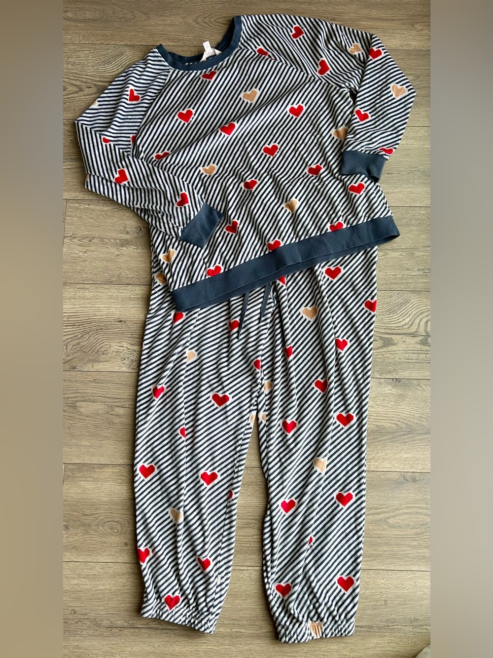 Secret Treasure Heart-Print Striped Pajama Set